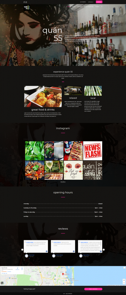 Website for Quan55 restaurant and bar