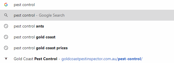 pest control search with google suggest